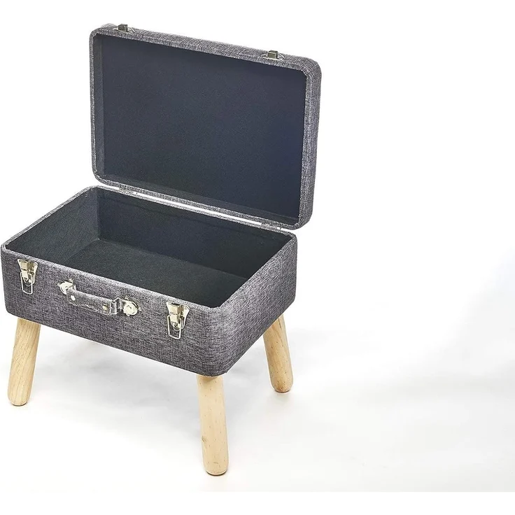 Kobolo Sitzhocker Kofferhocker Polsterhocker aus Textil in hellgrau (1 Stück) – Bild 8