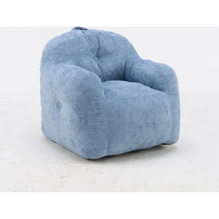 Beanbag-Sessel aus Kunstfell, blau, mit Schaumstofffüllung,H 79 x T 95 x B 95 cm – Bild 5