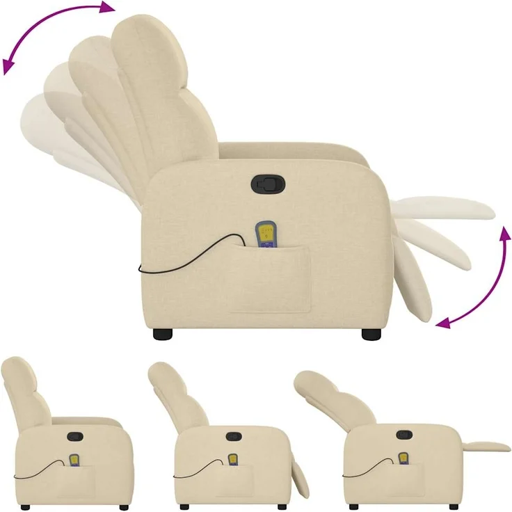 vidaXL Massagesessel Creme Stoff 4015540 – Bild 6