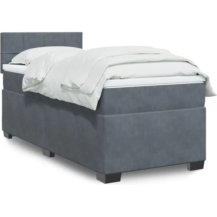 vidaXL Boxspringbett mit Matratze Dunkelgrau 80x200 cm Samt 3286163 – Bild 1