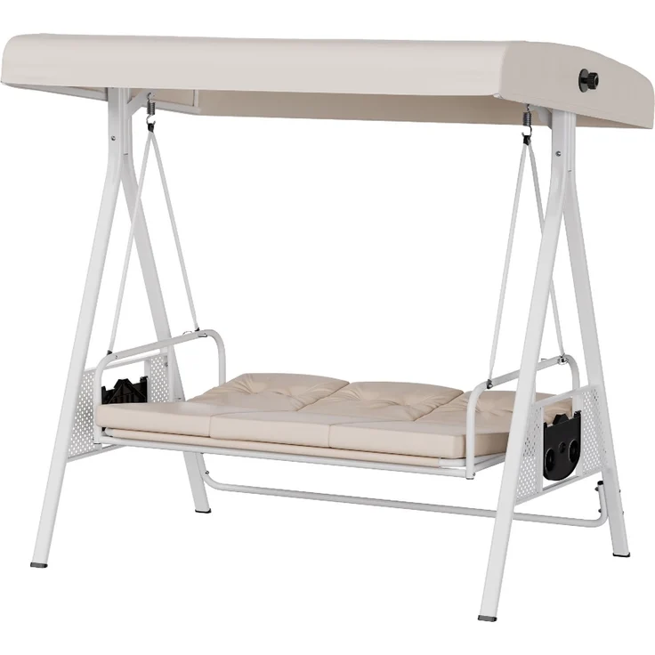 blumfeldt Hollywoodschaukel GrandSway, 3-Sitzer, Verstellbare Rückenlehne: Ermöglicht den Benutzern, die Rückenlehne individuell anzupassen und somit maximalen Komfort zu genießen, Set, Gartenliegen Swing Lounger Sonnendach Garten Balkon Outdoor 3 Sitzer – Bild 4