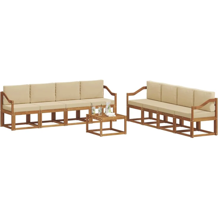 vidaXL Outdoor-Sofagarnitur 9 pcs Natur und Beige Massivholz Akazie 3366201 – Bild 3