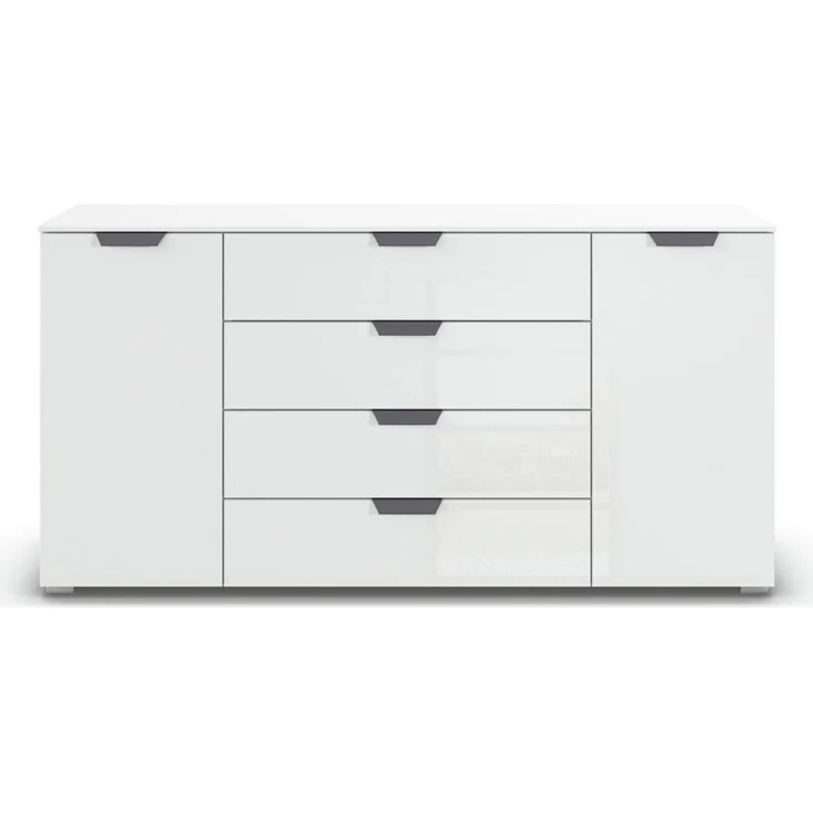 rauch Aditio Box, Kommode, 1-türig, 4 Schubladen, mit Glasfront, mit Softclose-Funktion, Farbe Weiß, BxHxT 160x81x42cm – Bild 2