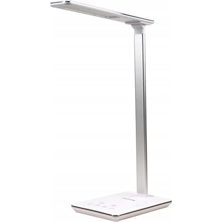 Huslog Schreibtischlampe mit Induktionsladegerät, verstellbarer Arm, 3 Lichtfarben, 5 Helligkeitseinstellungen, Weiß