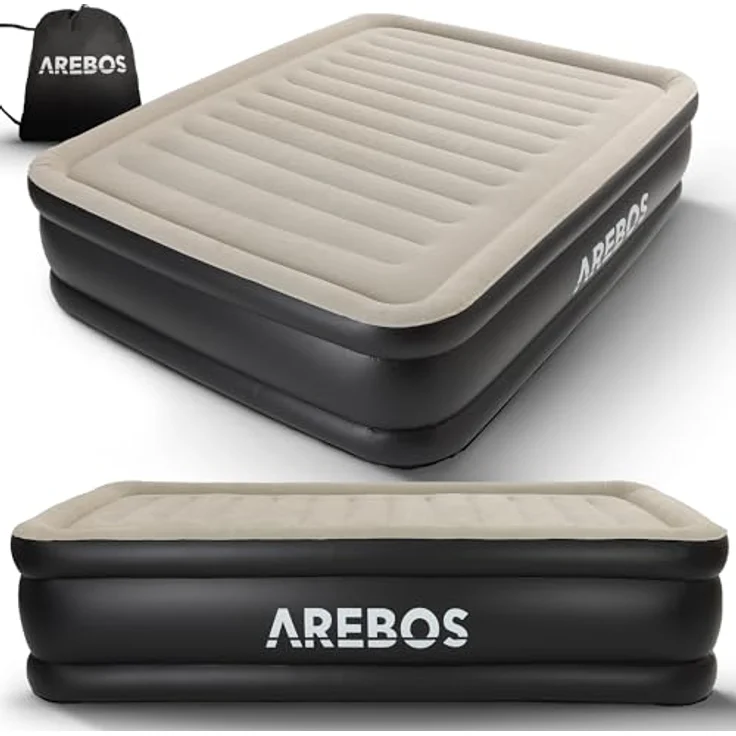 Arebos Luftbett, Selbstaufblasend mit Pumpe, Pumpe 2in1 Funktion: Inflation & Deflation, 203 x 152,5 x 51 cm – Bild 2