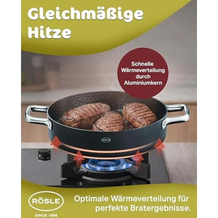 RÖSLE Servierpfanne EBONIC Ø 28 cm ProNero Keramik-Wabenbeschichtung – Bild 5