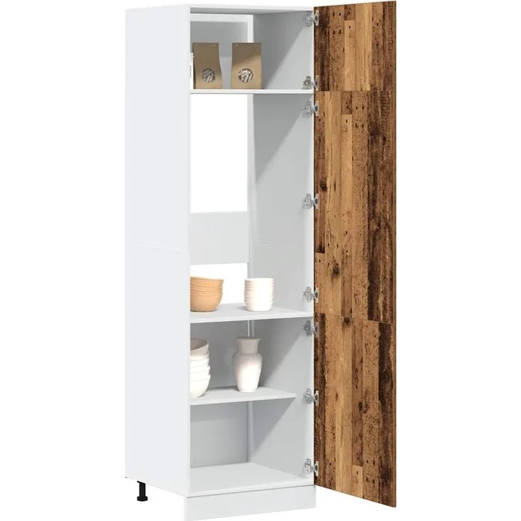 Kühlumbauschrank, Küchenschrank Lyon Altholz-Optik 60 x 57 x 207 cm Holzwerkstoff
