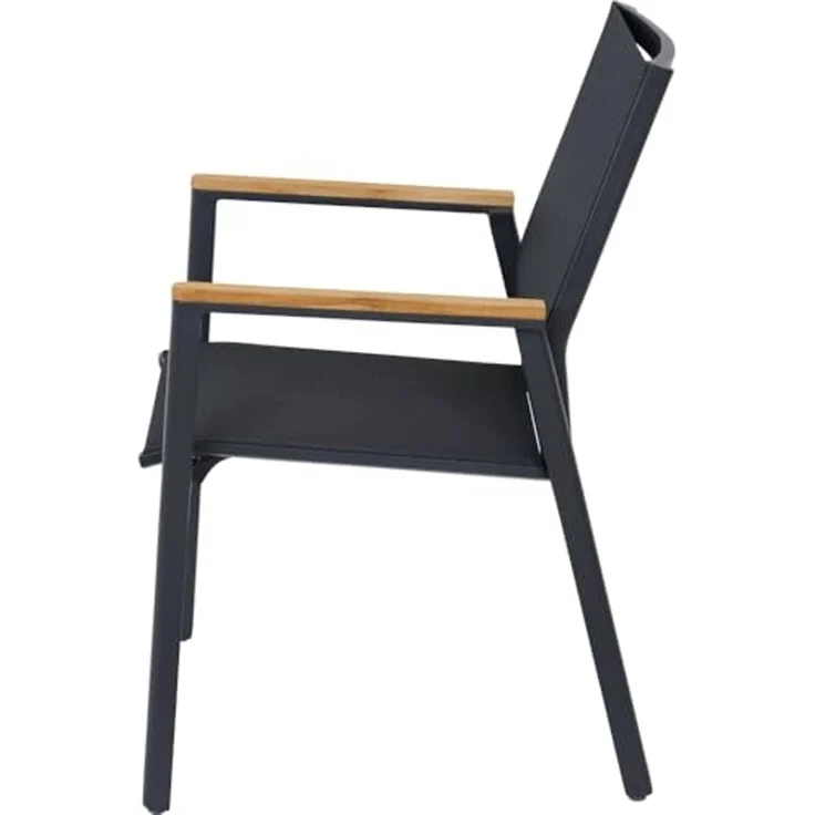 Siena Garden Bologna Stapelsessel - Teak FSC/Aluminiumgestell & Ranotex®, schwarz (T88489) – Bild 4