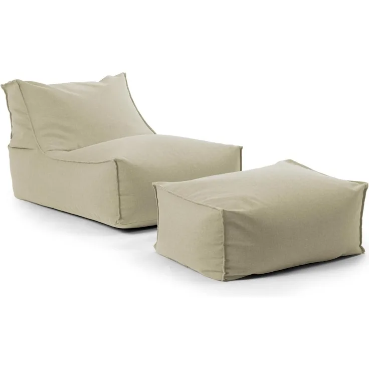 mokebo Sitzsack Der Sundowner (mit Hocker), Bean Bag Outdoor für Kinder & Erwachsene, Gartenliege in Natur