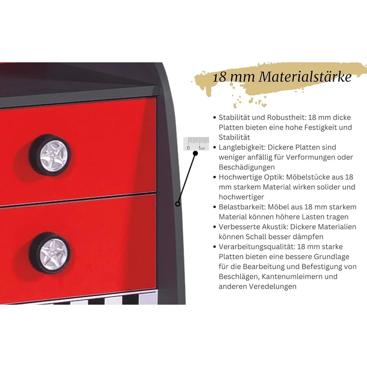 Kinderzimmer komplett Set Autobett Rio 5 teilig Rot – Bild 7