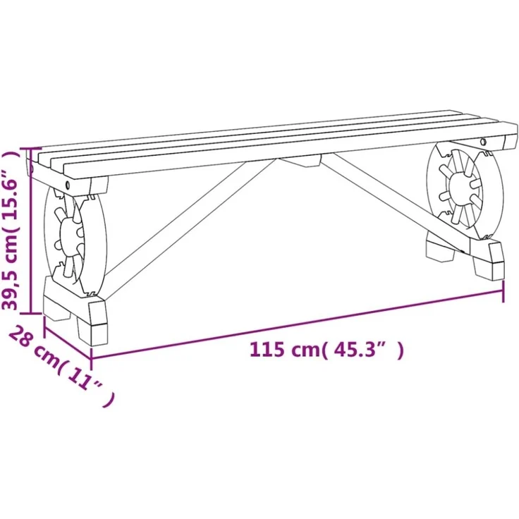 vidaXL Gartenbank 115 cm Massivholz Tanne 365112 – Bild 6