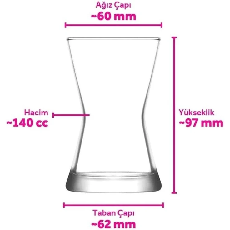 LAV Derin 6er-Set Teegläser 140 ml – Klassisch, transparent, für türkischen Tee – Bild 6