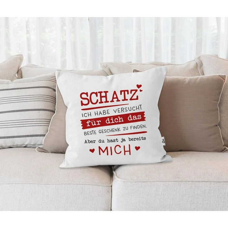 MoonWorks Dekokissen Kissenbezug Schatz ich habe versucht für dich das beste Geschenk zu finden Geschenkidee Valentinstag Liebe Moonworks® – Bild 3