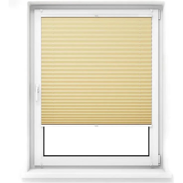 jalousiescout Plissee Pure Premium 40x100cm Beige Klemmfix ohne Bohren, halbtransparent, ohne Bohren, verspannt, Klemmfix, Polyester-Stoff, blickdicht und lichtdurchlässig
