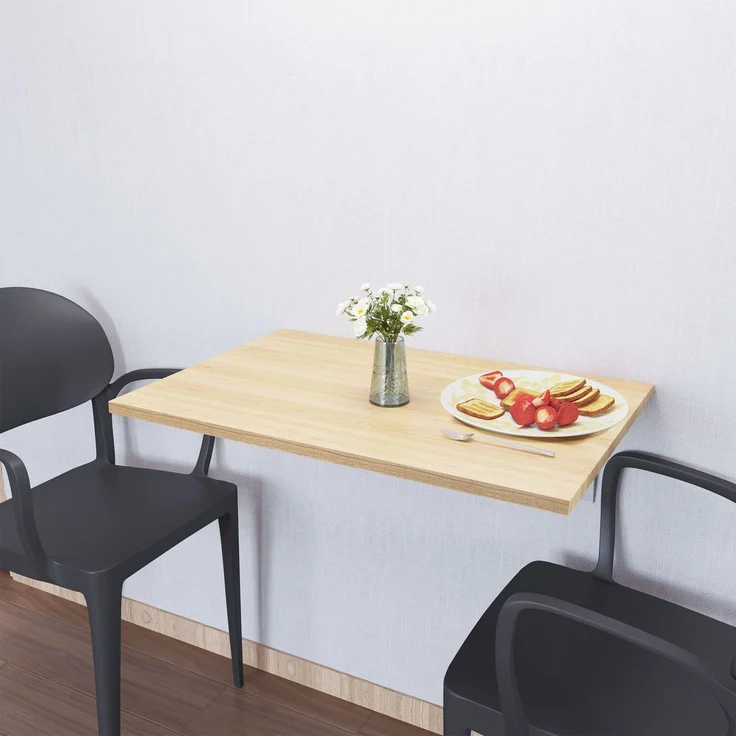 JARDJ Wandklappbarer Klapptisch aus Holz, platzsparend für Küche, Esszimmer, Schlafzimmer, 60 x 40 x 20 cm, Natur – Bild 7