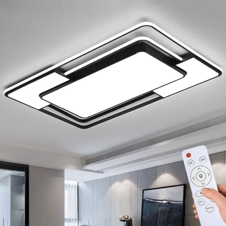 style home Deckenleuchte lampe LED Deckenlampe, 150W Warmweiß bis Kaltweiß 3000K-6000K, LED fest integriert, dimmbar mit Fernbedienung, Rechteck für Schlafzimmer Wohnzimmer Esszimmer Küche 90x60x6 cm