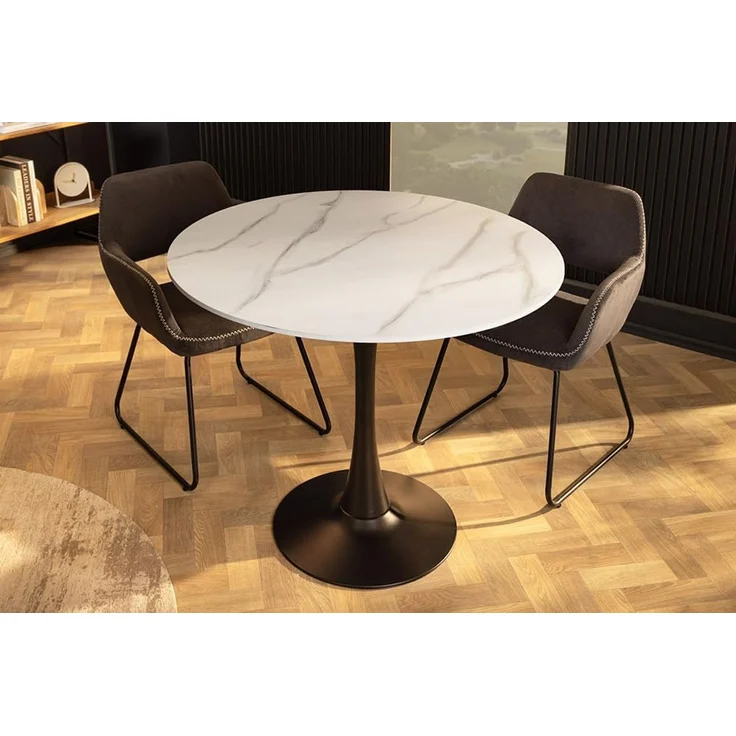 riess-ambiente Esstisch LYON 80cm weiß/schwarz - Keramik, Säulenfuß, zeitlos, kompakt, rund (Einzelartikel, 1-St), Eleganter Bistrotisch - idealer Mittelpunkt für Küche oder Wohnzimmer – Bild 6
