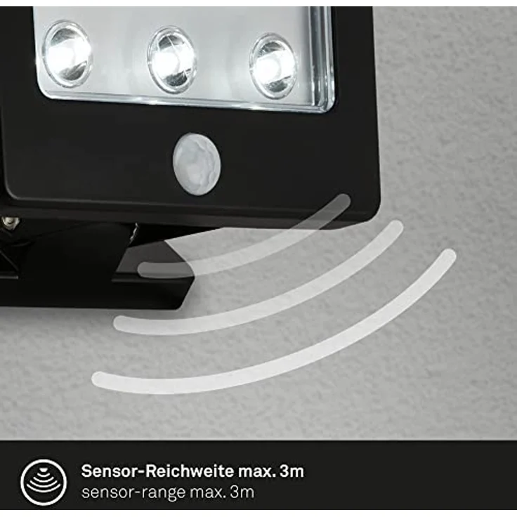 Briloner Leuchten Außen-Wandleuchte LED Außen-Wandlampe Extra-Warmweiß inkl. Sensor Batterie, LED fest integriert, 2700K - Extra - Warmweiß, inkl. Sensor, schwenkbar, Erfassungsbereich 3 m, Batterien – Bild 3