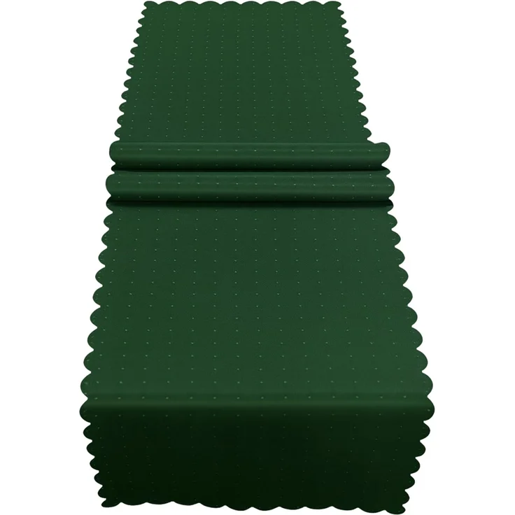 matches21 HOME & HOBBY Tischdecke Tischläufer 40x150 cm in Dunkelgrün für Esstisch & Küche (1-tlg), Waschbare Mitteldecke mit gewelltem Rand