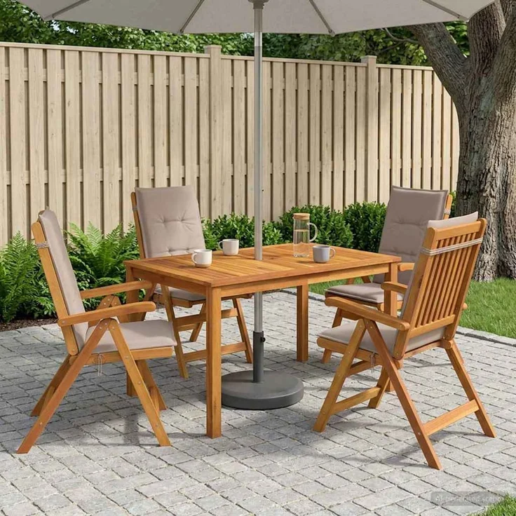 vidaXL 5-teiliges Garten-Esszimmer-Set 4-Sitzer Taupe 3434557 – Bild 1