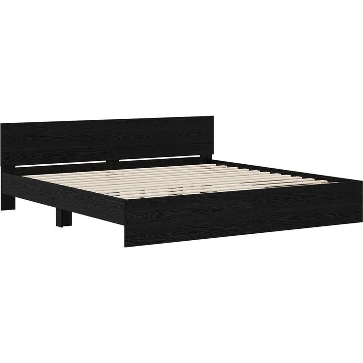 vidaXL Bettgestell mit Kopfteil Schwarz Eichen-Optik 200 x 200 cm 3445770 – Bild 3