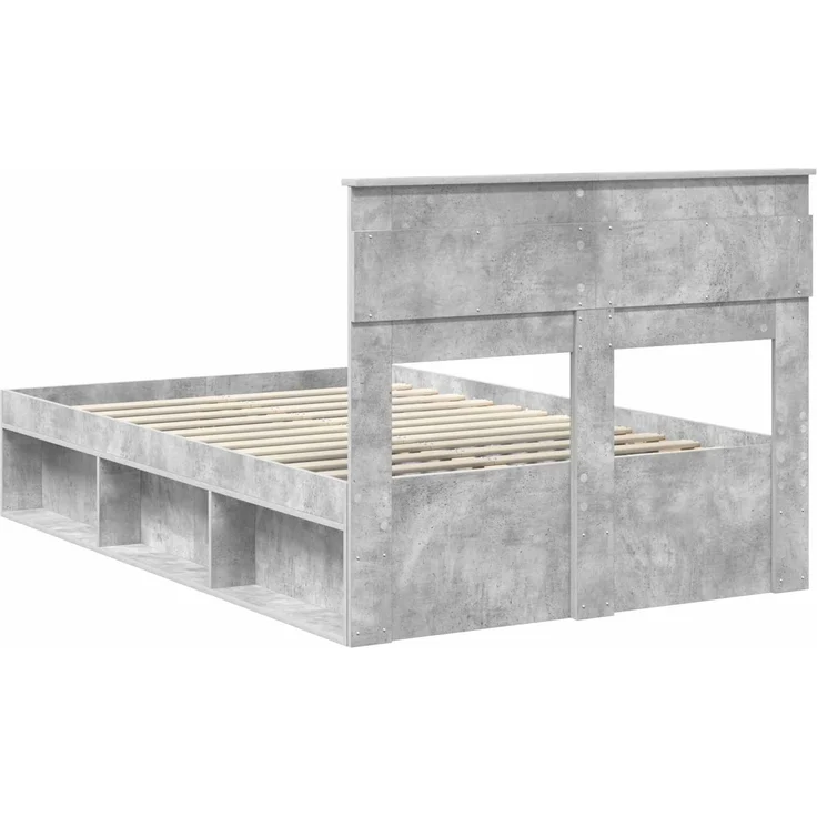 vidaXL Bettrahmen Beton Grau 135 x 190 cm Massives Kiefernholz 3409770 – Bild 8