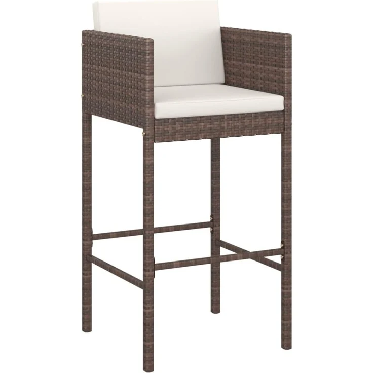 vidaXL 5-tlg. Gartenbar-Set mit Kissen Braun Poly Rattan 3200655 – Bild 6