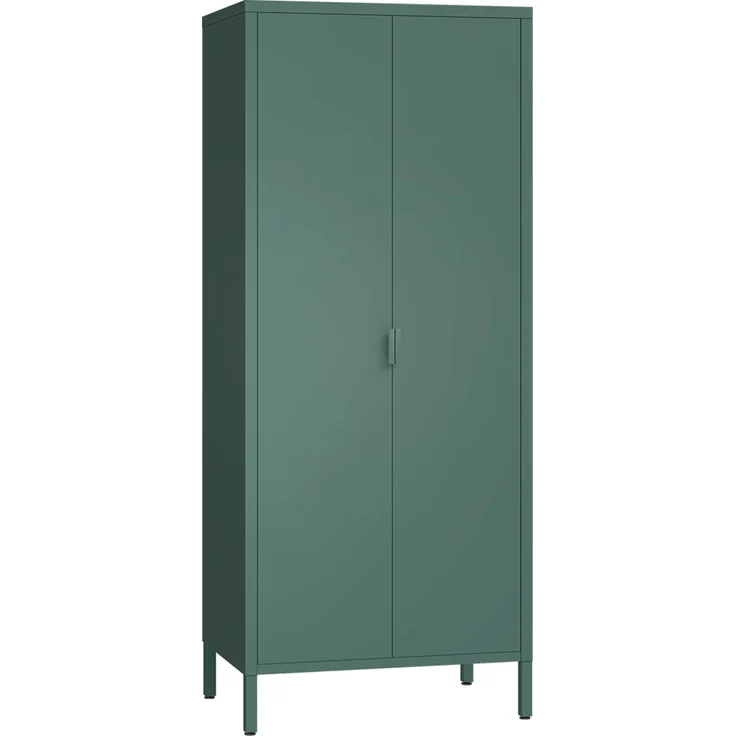 skølm 'Ituri' Kleiderschrank, Metall, 170x45x80 cm, dunkelgrün, Garderobe mit 4 Fächern und 2 Kleiderstangen – Bild 2