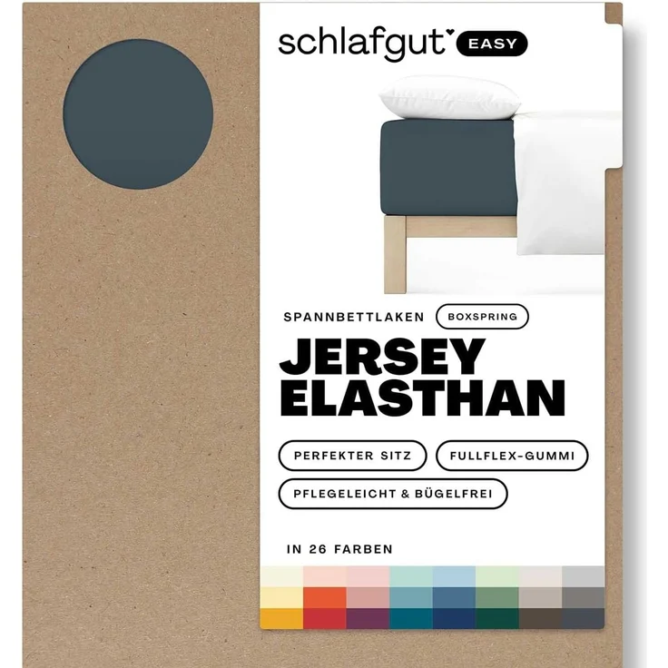 Schlafgut Spannbettlaken EASY Jersey Elasthan Boxspring, Jersey, Gummizug: rundum, (1 Stück), MADE IN GREEN by OEKO-TEX®