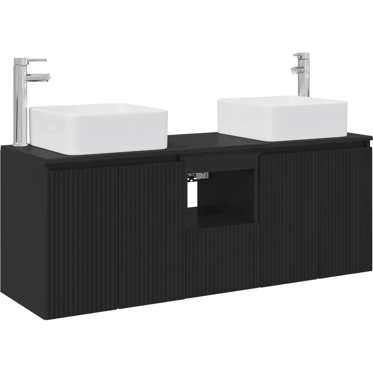 vidaXL Badezimmerschrank-Set 3 stk. Schwarz 135 x 35 x 80 cm 3405658 – Bild 2