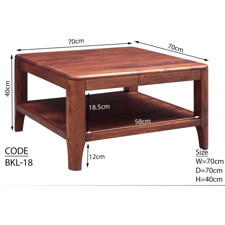 Couchtisch Sheesham70x70x40 walnuss geölt BROOKLYN #10 – Bild 5