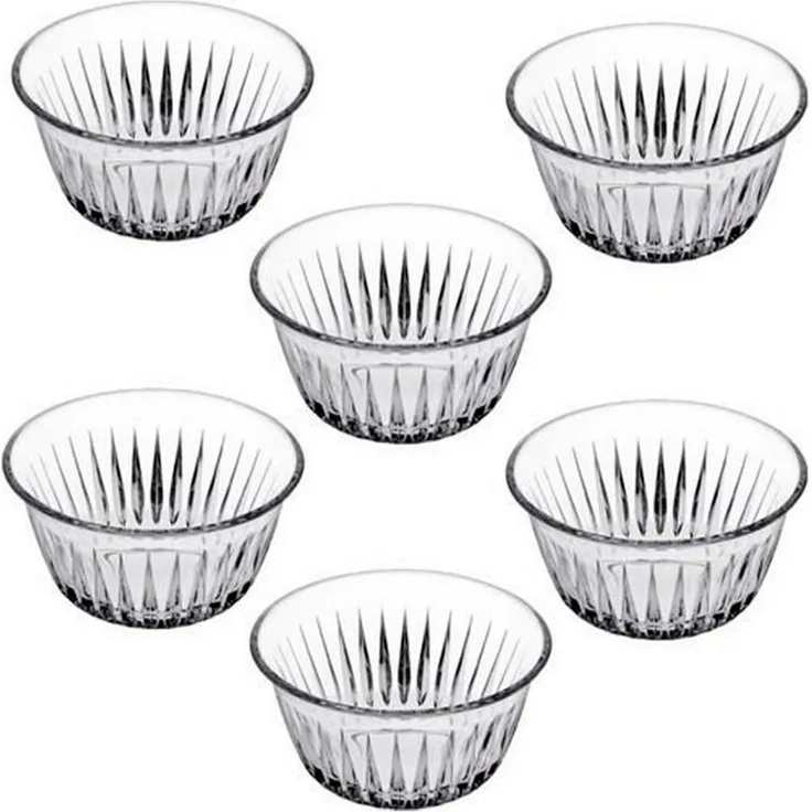 Geriffelte Glasschalen 175 ml, 6 Stück