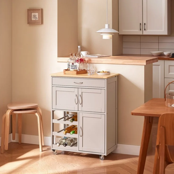 SoBuy FKW45-KA Küchenwagen, MDF, Lackiert, Hellgrau, 67 x 87 x 38 cm – Bild 2