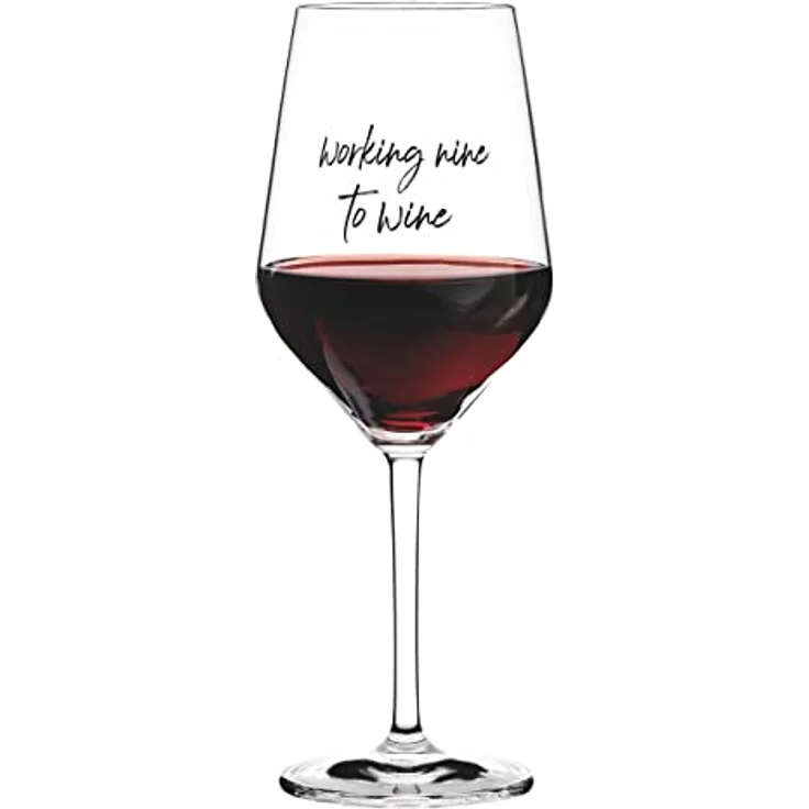 Sand & Soda 9500003 Modernes Weinglas mit trendigem Spruch working nine to wine Geschenkbox – Made in Germany – Bild 3