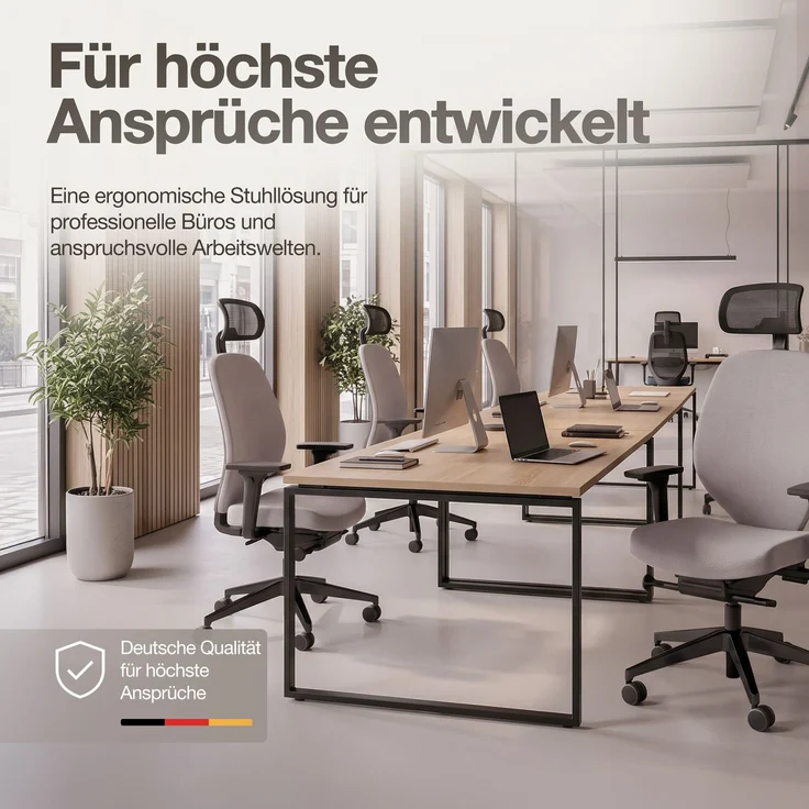 ASSMANN Ergonomischer Bürostuhl Atessa mit Polsterrücken und Kopfstütze Hellgrau 63x53x121cm Textil – Bild 7