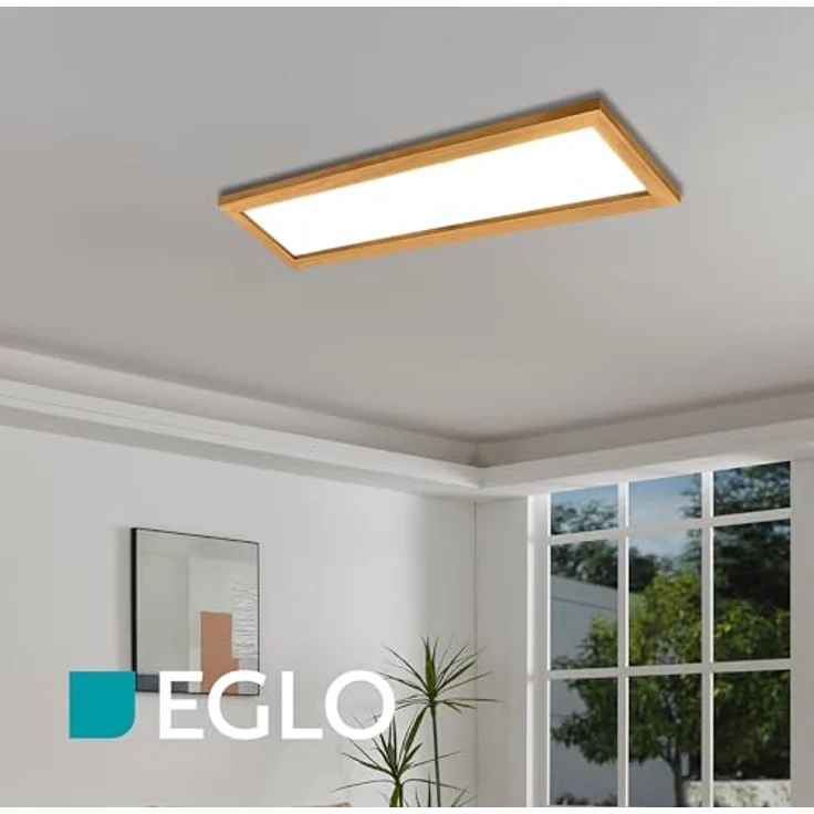 EGLO connect.z Smart-Home LED Panel Salobrena-Z, 120 x 30 cm, ZigBee, App und Sprachsteuerung Alexa, warmweiß-kaltweiß, dimmbar, Holz Deckenlampe Natur – Bild 4