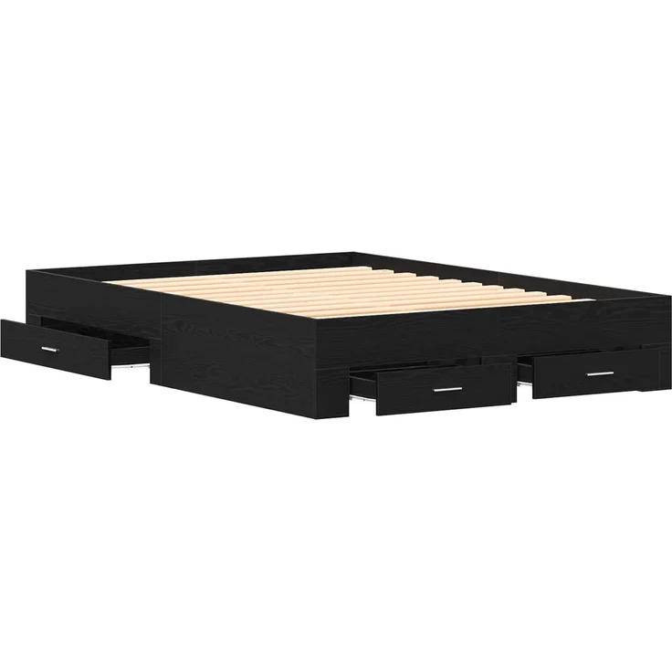 vidaXL Bettrahmen Schwarz Eichen-Optik 140 x 200 cm Holzwerkstoff 3333968 – Bild 5