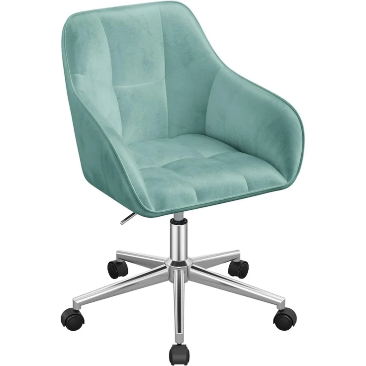WOLTU Homeoffice Stuhl, Schreibtischstuhl, Drehstuhl, Schminkstuhl, höhenverstellbar, bis 150 kg belastbar, mit Armlehnen Samtsitz, für Schlafzimmer Büro Wohnzimmer, Türkis BS145ts – Bild 1