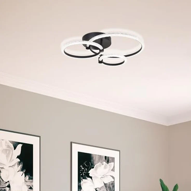 Brilliant LED Deckenlampe, dimmbar mit Fernbedienung, rund, schwarz matt/transparent, CCT 3000-7000K, 4700 Lumen, moderne Wohnzimmerlampe – Bild 2