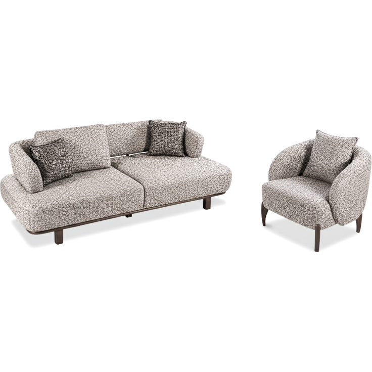 Sitzgruppe/Sofa Set - Wohnzimmergarnitur "Floravoria" 3+3+1-Grau – Bild 3