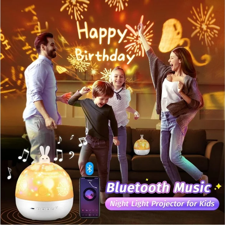 FELIXLEO LED Nachtlicht Baby Nachtlicht Sternenhimmel Projektor Bluetooth 8 Filme Fernbed – Bild 3