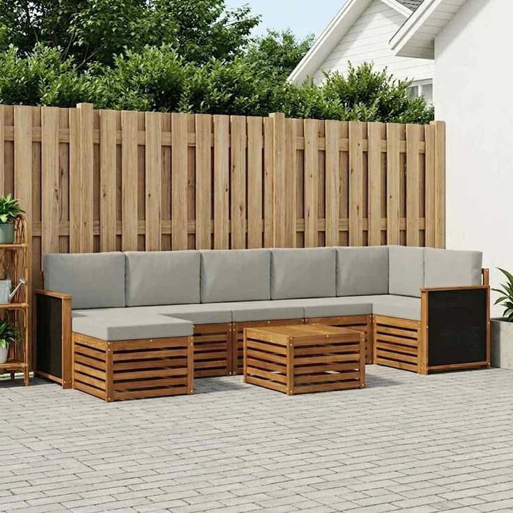 vidaXL Outdoor-Sofagarnitur 8 stk. 8-Sitzer Natur und Hellgrau 3384642 – Bild 1