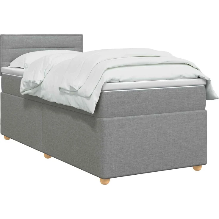 vidaXL Boxspringbett mit Matratze Hellgrau 90 x 190 cm Stoff 3450839 – Bild 3