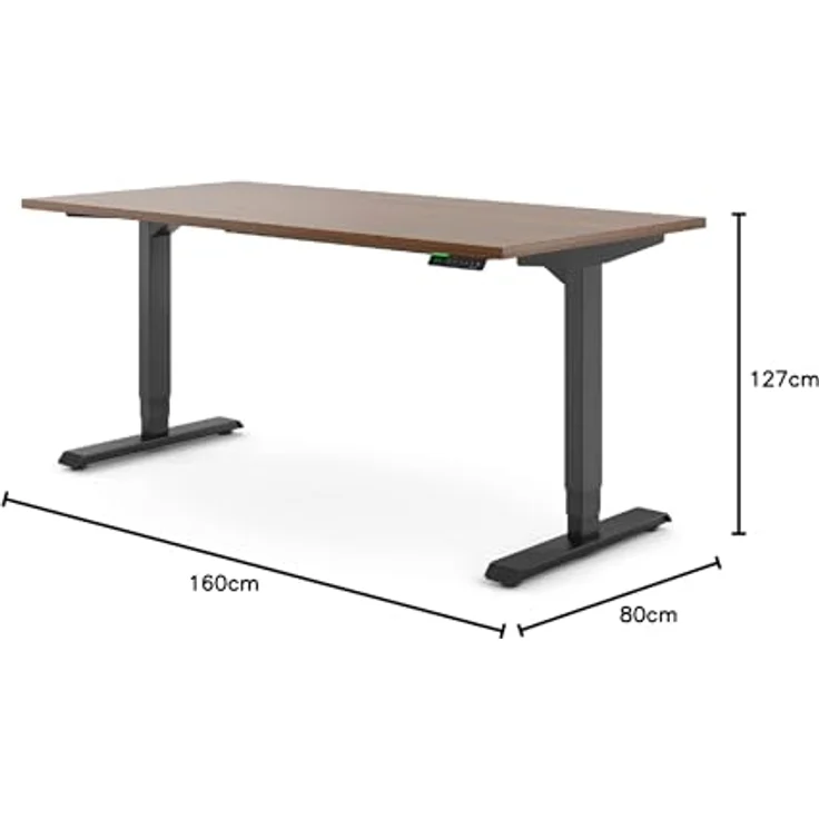 Desktopia Pro X - Elektrisch höhenverstellbarer Schreibtisch / Ergonomischer Tisch mit Memory-Funktion, Nussbaum, Gestell Schwarz, 160x80 cm – Bild 3