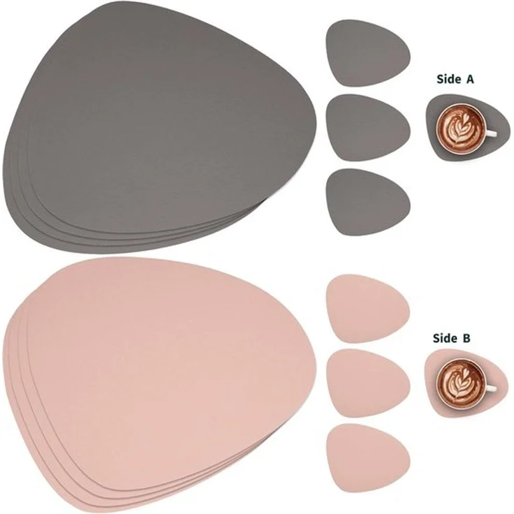 ABC Platzset- und Untersetzer-Set in Lederoptik, 4-teilig, beige – Bild 2