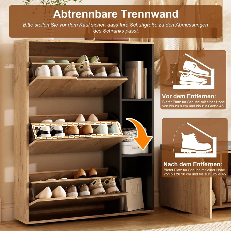 Flur-Garderoben-Set mit Spiegel, Ablage, Haken & Schuhbank – Schuhschrank-Kombination mit Stauraum, für Flur, Diele & Eingangsbereich, Holzoptik/Schwarz, 150x35x161,5 cm--Schwarz + Natur--150x35x161.5cm--YOUDENOVA – Bild 8