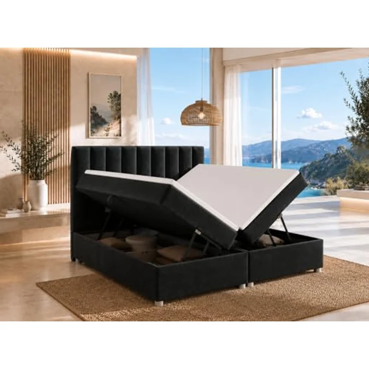 Best For Home Boxbett Trinity K-10, Schwarz, 160x200 cm, mit Bettkasten und 18 cm Matratze – Bild 2