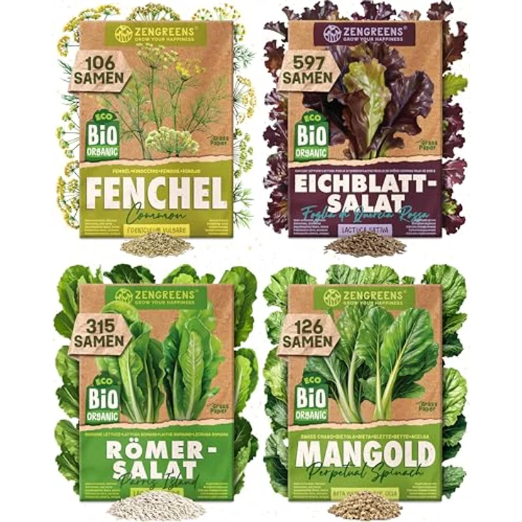 ZenGreens® - Bio Salatgemüsesamen im 20er Set - 20 Salat Gemüse Samen für den einfachen Anbau im Garten, Balkon oder Hochbeet - Pflanzensamen - Saatgut – Bild 16