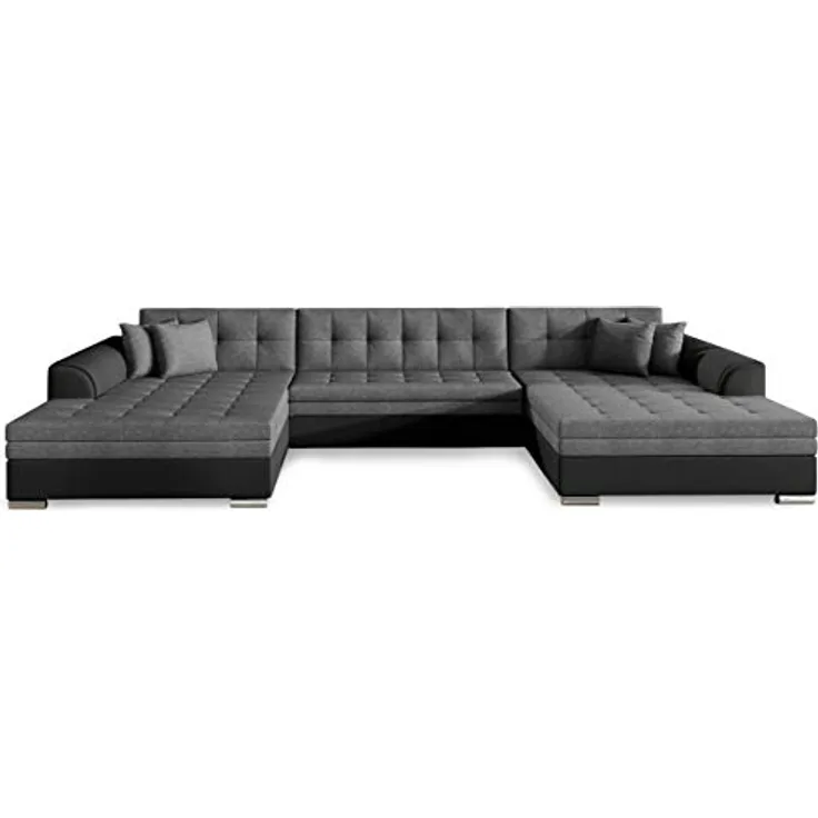 Menzzo Vento Schlafsofa, Stoff, Schwarz/Grau, 365