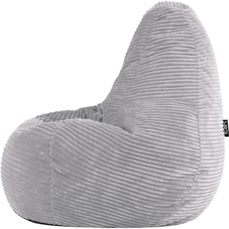 Icon Sitzsack-Sessel Flauschig „Dalton“ für Kinder, Grau, Cord, Kindersitzsack, Groß, Sitzsack Kinder mit Füllung – Bild 7